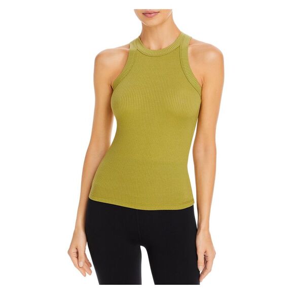 WSLY Tops - NWT WSLY Womens Green Stretch Ribbed Fitted Sleeveless Halter Tank Top S